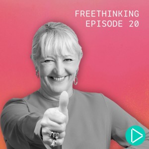 Freethinking episode 20 podcast thumbnail featuring Kate smiling with thumbs up